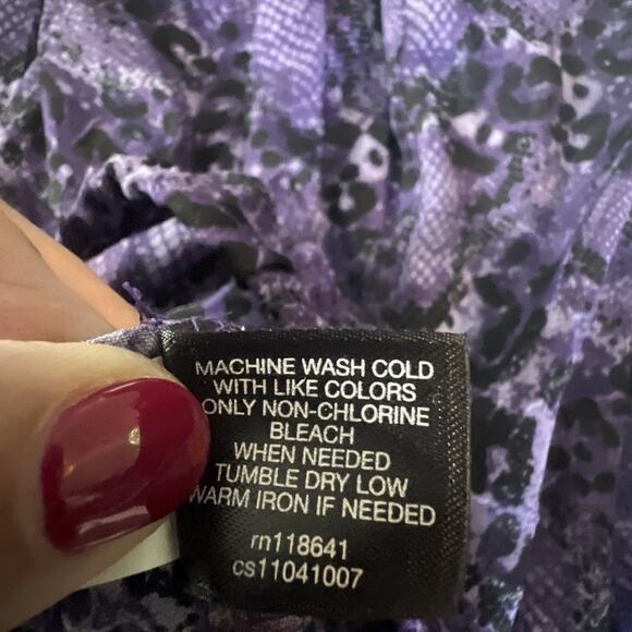 Lane Bryant Purple Burnout Snakeskin Print Size 16 Keyhole Neckline Long Sleeve - Picture 8 of 11